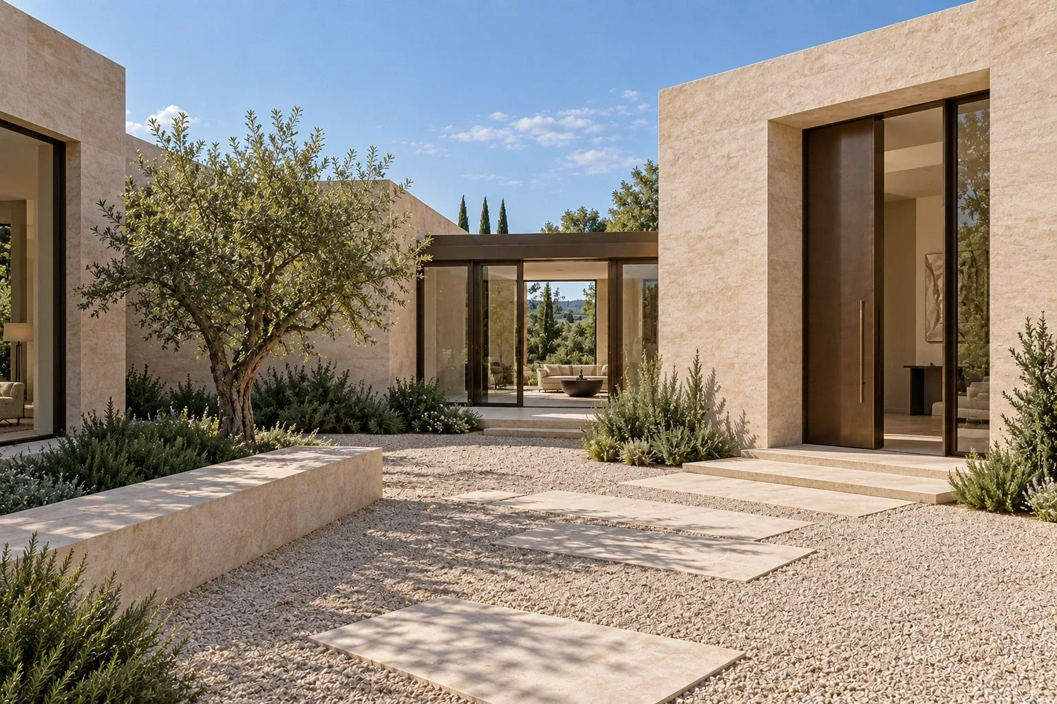 Entrance courtyard — Casa Campo conceptual visualization