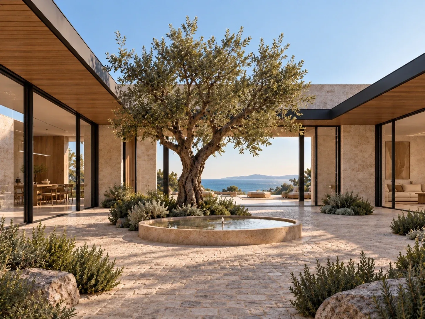 Central courtyard — Casa Orizzonte conceptual study