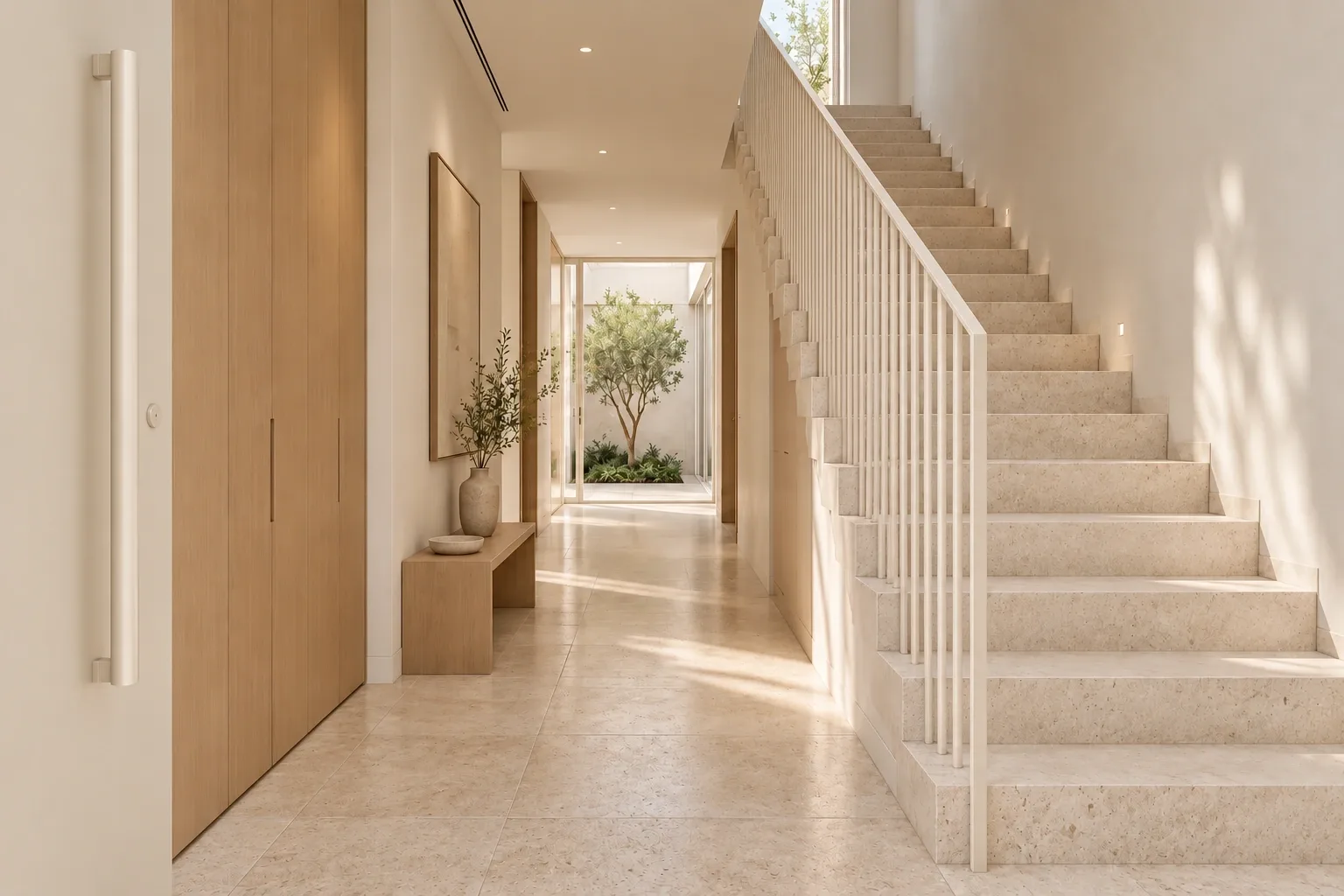 Entrance / stair — Casa Soglia conceptual visualization