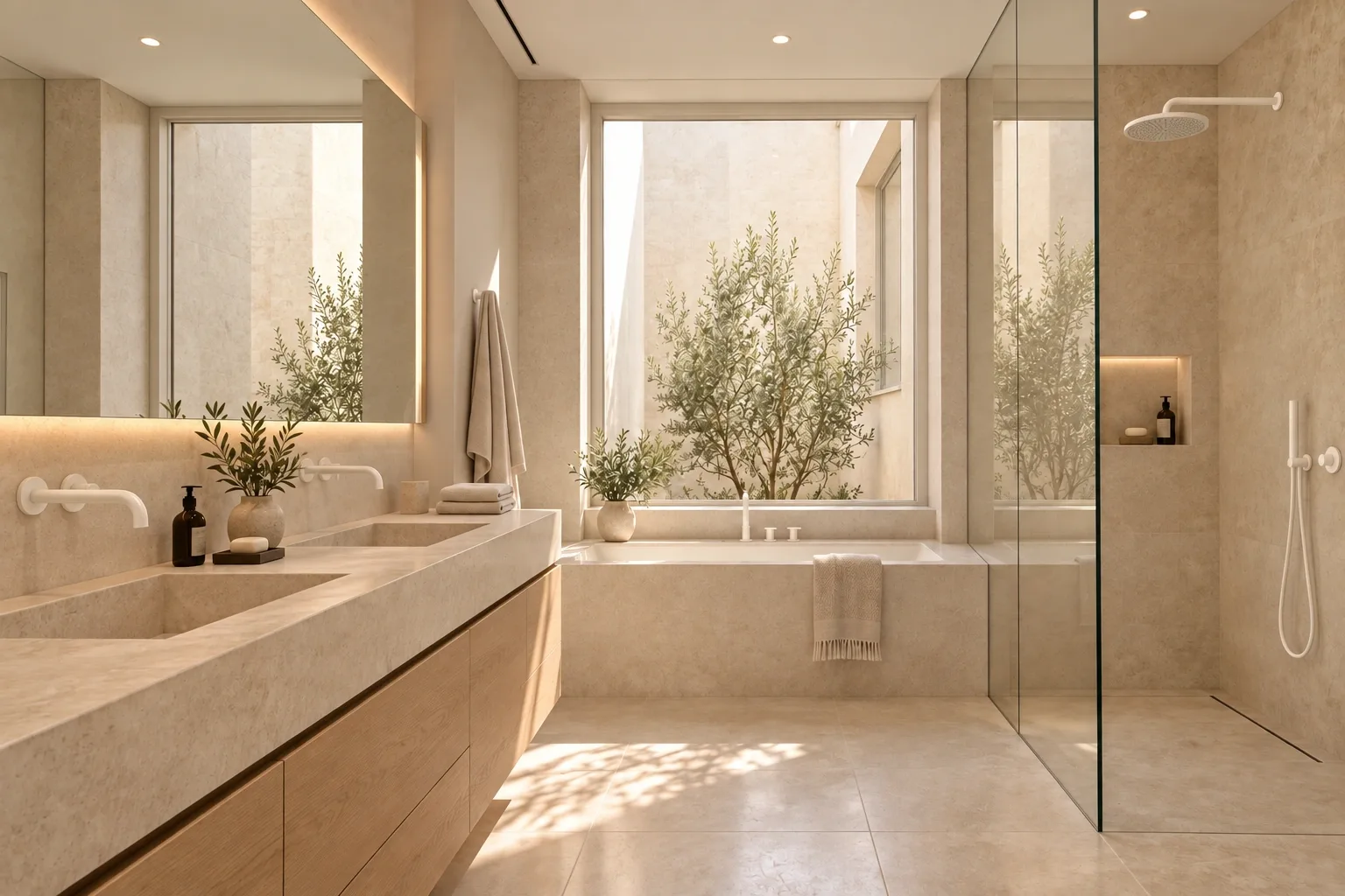 Primary bathroom — Casa Soglia conceptual visualization