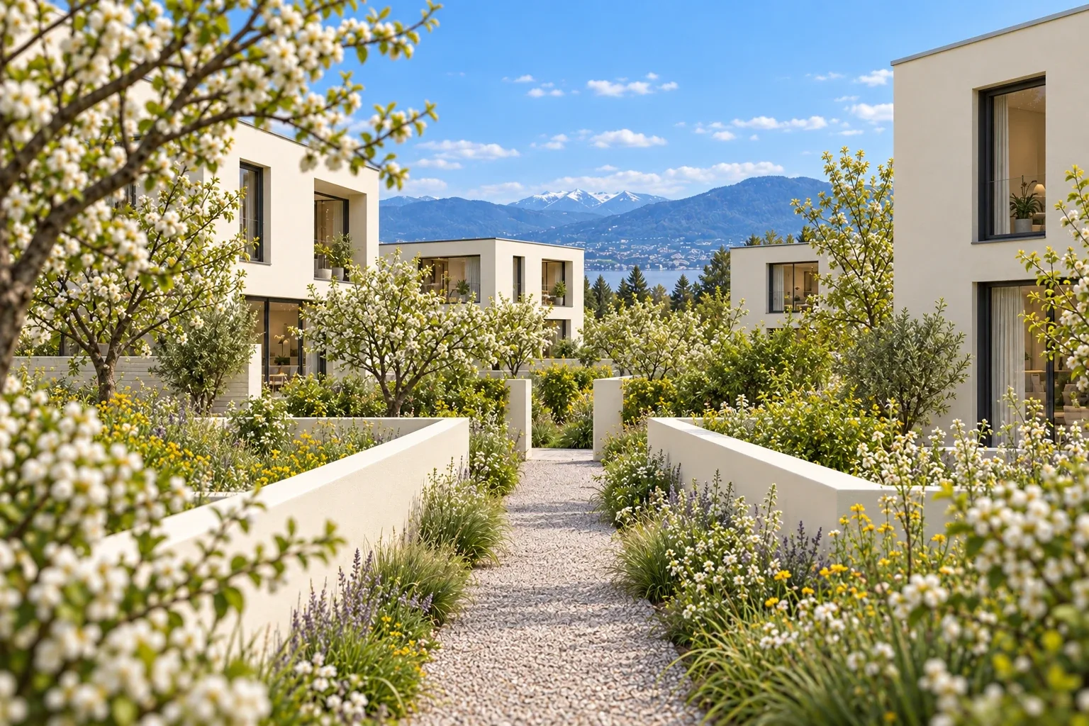 Orchard path — RÉSIDENCE DES CHAMPS conceptual visualization