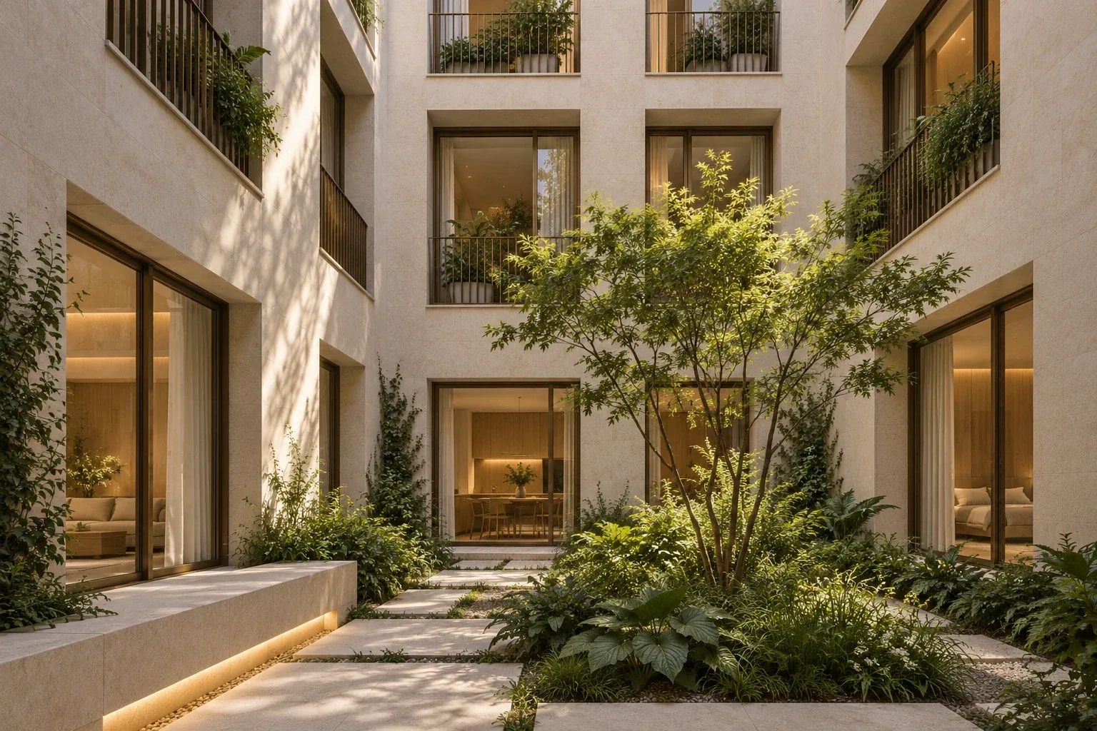 Planted lightwell and garden — RUA 07 conceptual visualization